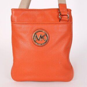 EUC Michael Kors Orange Pebbled Leather Crossbody Bag